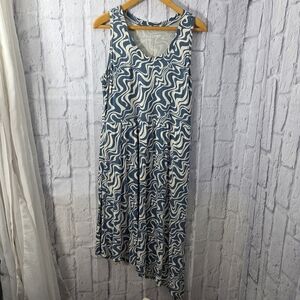 Ava & Viv X Blue Swirl Sleeveless Asymmetrical Hem Casual Summer Sun Dress